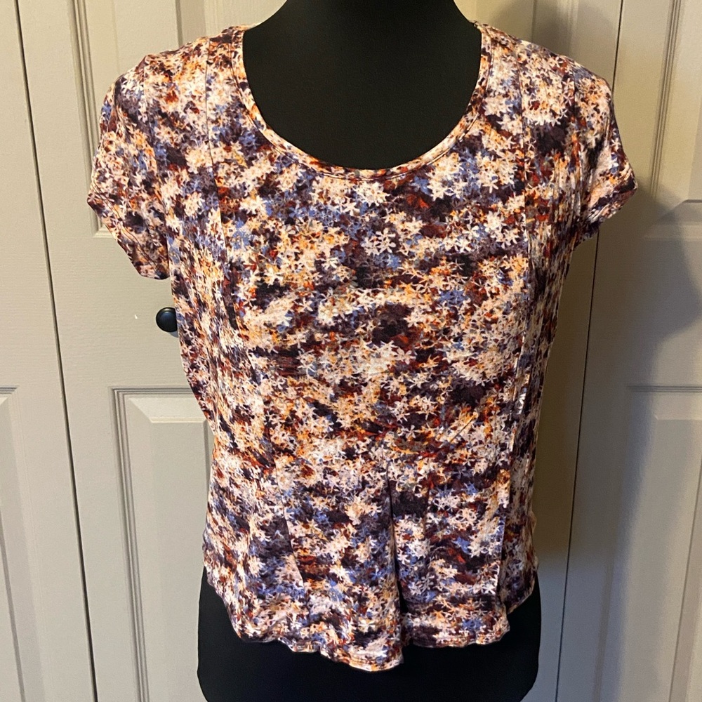 Simply Vera Vera Wang Floral Cap Sleeve Top Women’s Size Large Petite